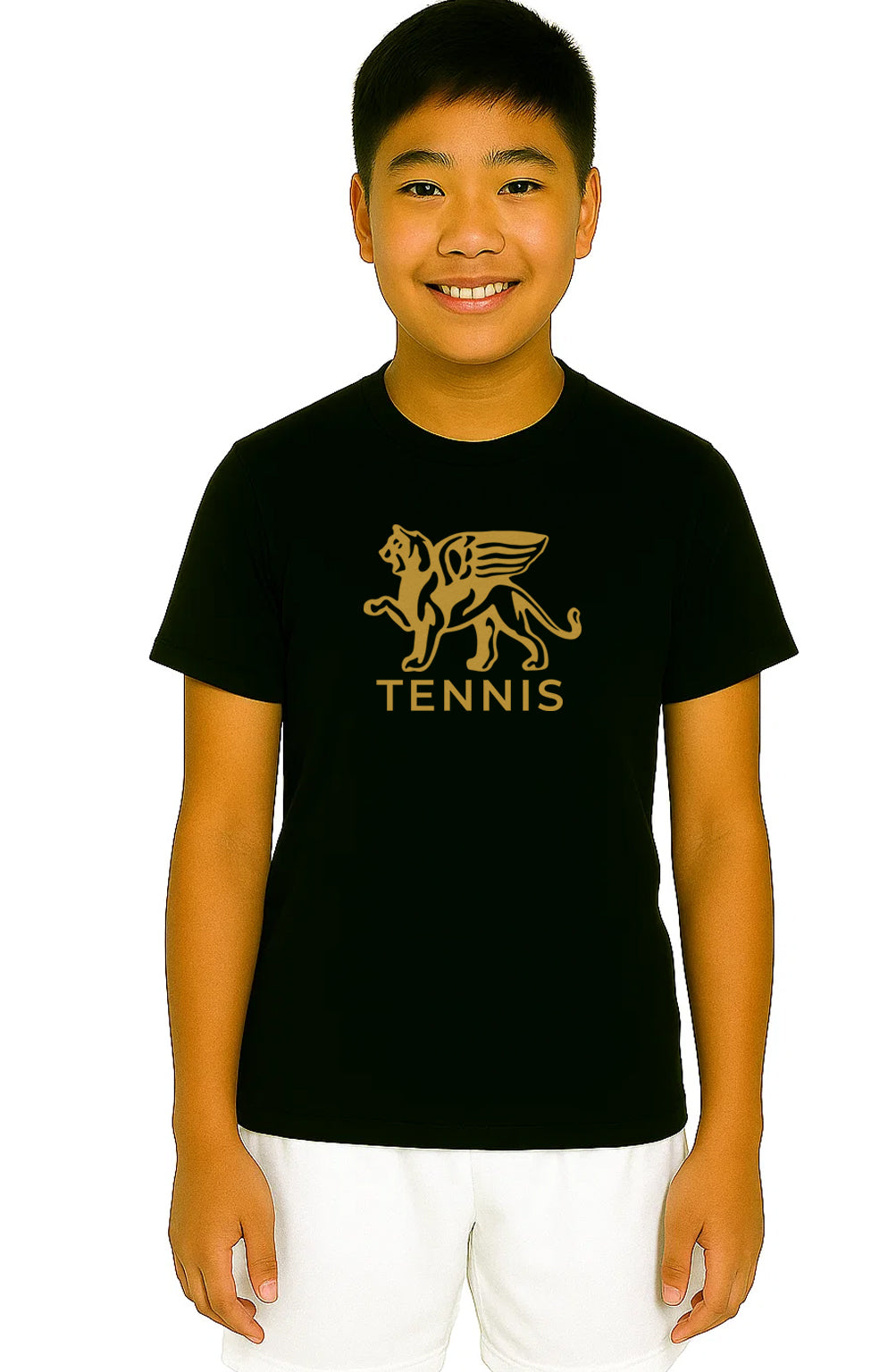 Boys Gold Lion Tennis Tee Loriet Activewear