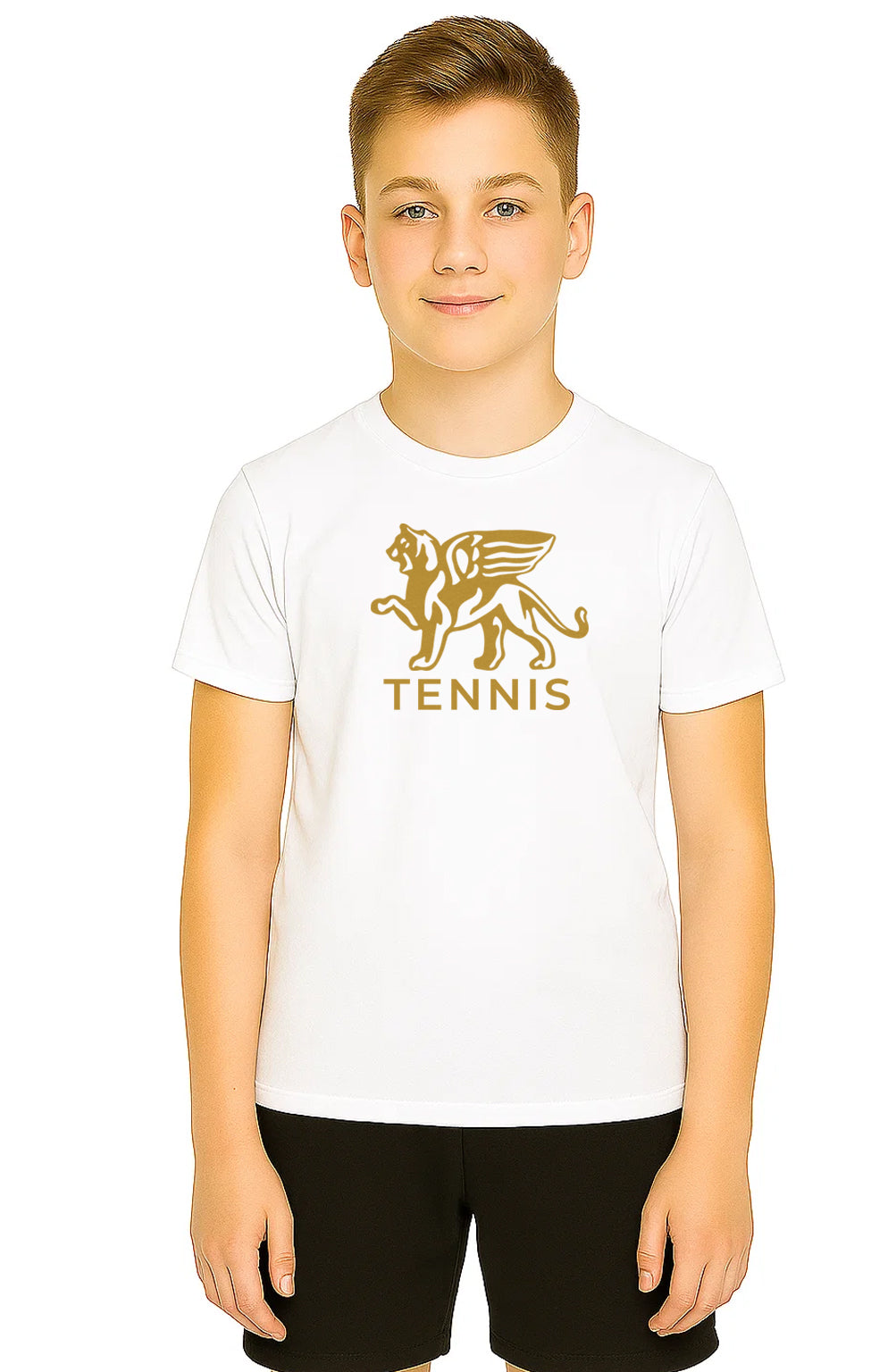 Boys Gold Lion Tennis Tee Loriet Activewear