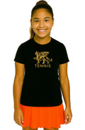 Girls Gold Lion Tennis Tee KOURTLY by Loriet Sports