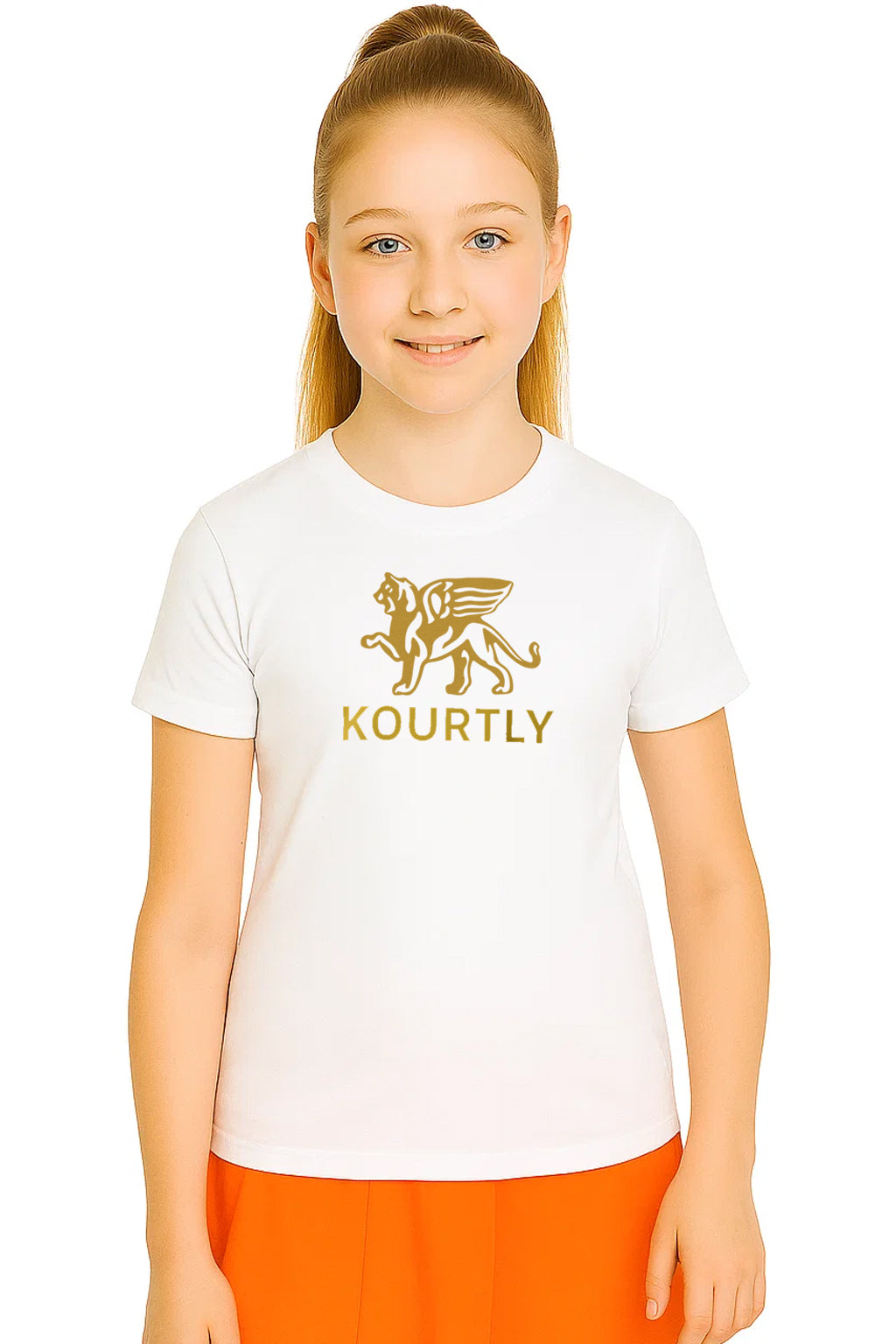 Girls Gold Lion Team Tee KOURTLY by Loriet Sports