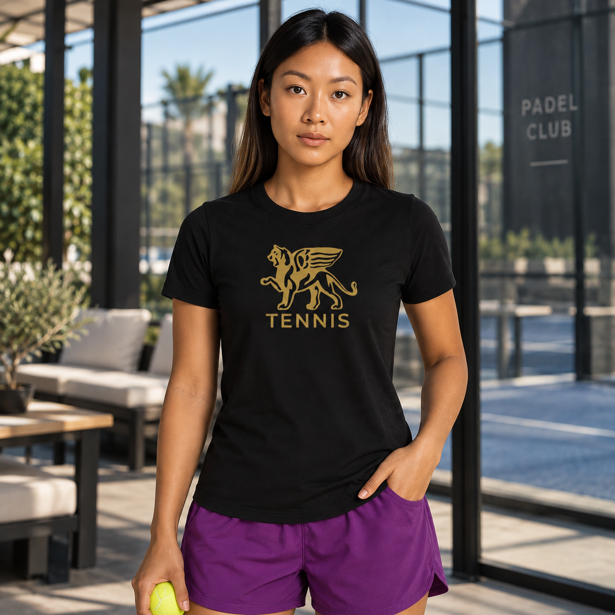 Women Gold Lion Pro Tennis Tee