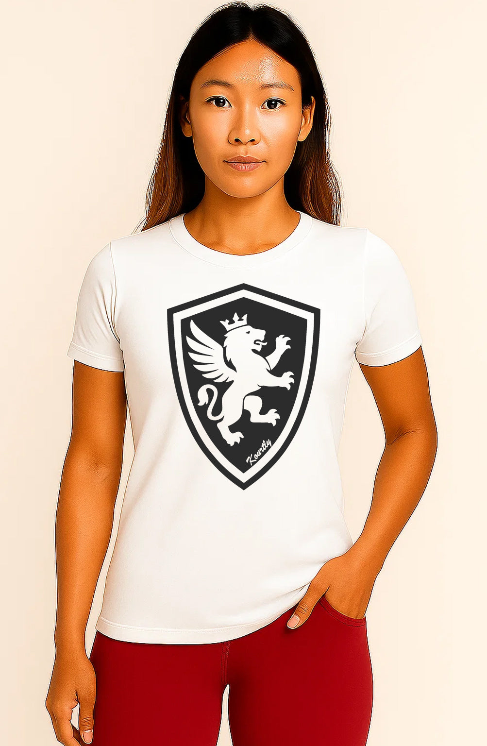 Women Comfort Lion Shield Tee KOURTLY by Loriet Sports