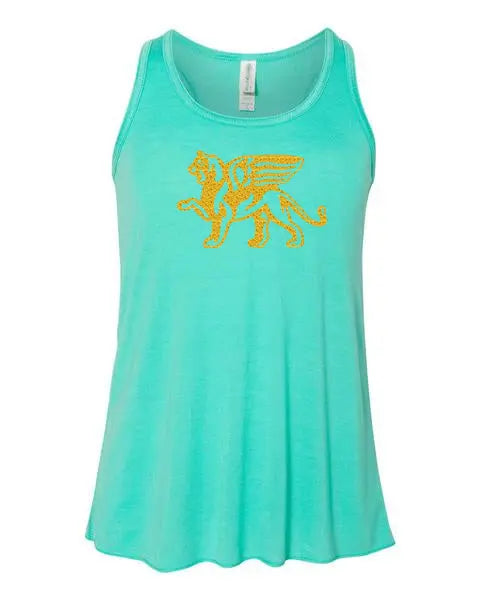Girls Gold Lion Racerback Tank Top - Loriet Activewear